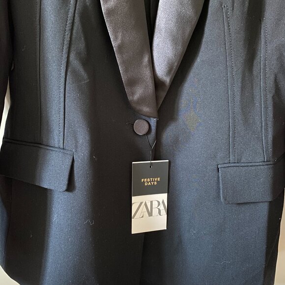 ZARA Tailored Tuxedo Blazer with Satin Lapels - Picture 3 of 7